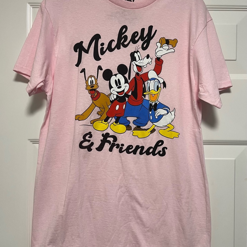 Disney Mickey & Friends T-Shirt Unisex Adult Short Sleeve Tee Pink Medium -NEW